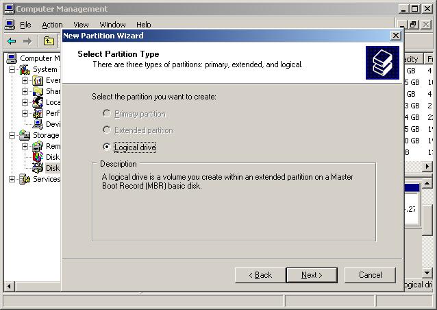 create partition