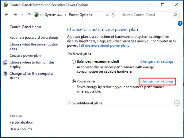 choose change plan settings