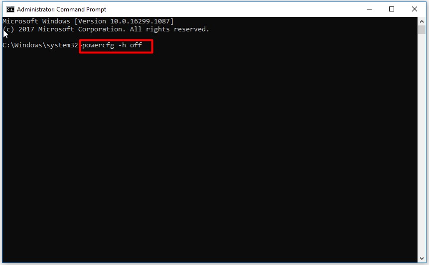 type the command