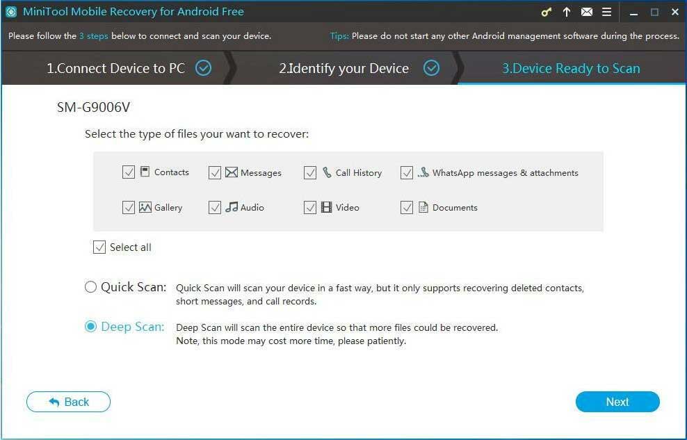 scan the device deeply