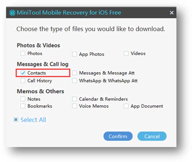 check Contacts to download