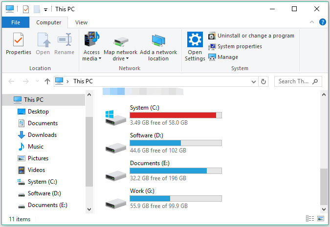 local disks on the computer