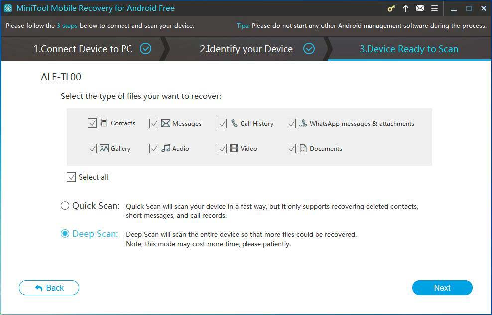 select a scan method