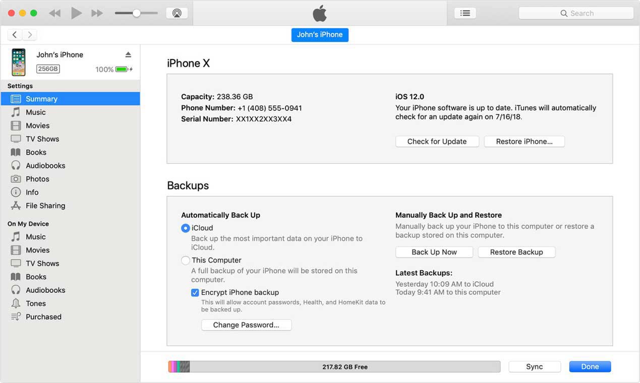 restore files from iTunes backup