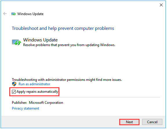 check the box adjacent to Apply repairs automatically