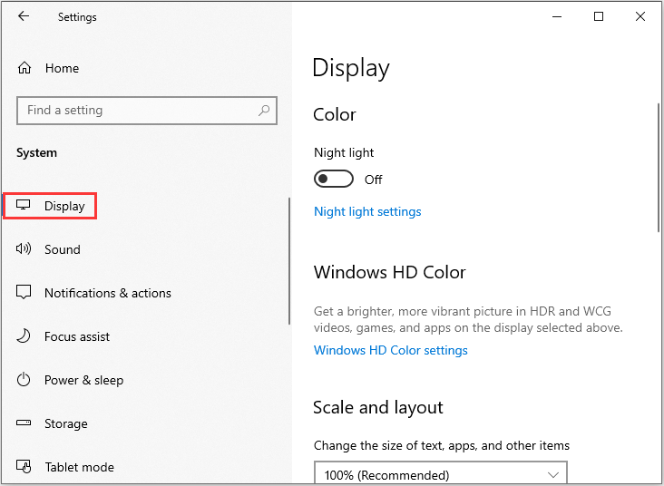 click the Display tab