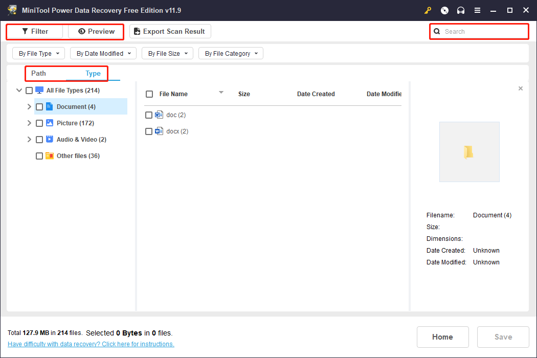 use features to locate wanted files