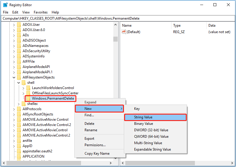 create a string value