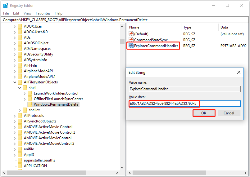 set up the value data