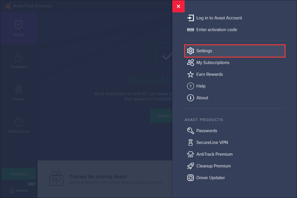 click the Settings tab