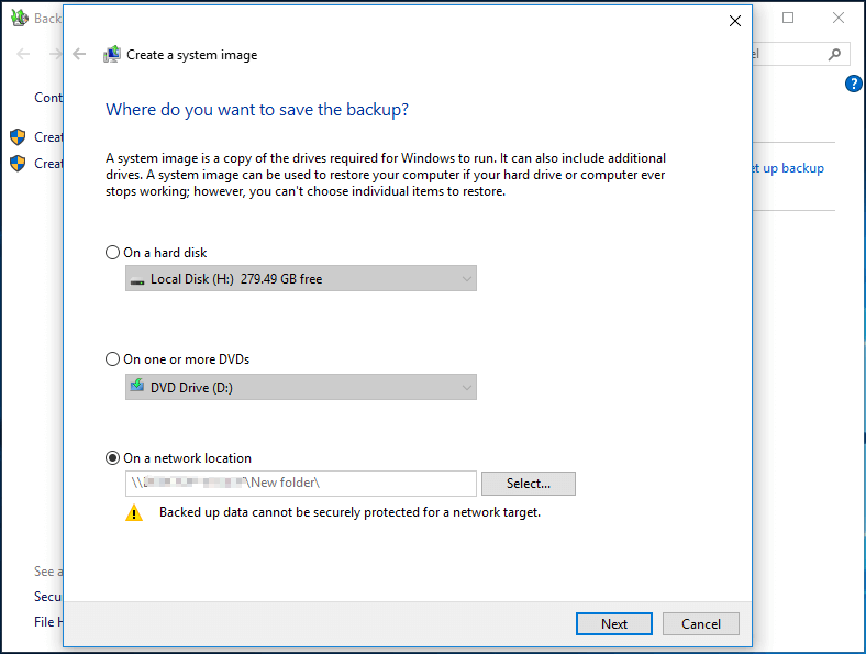 create system image on USB Windows 10