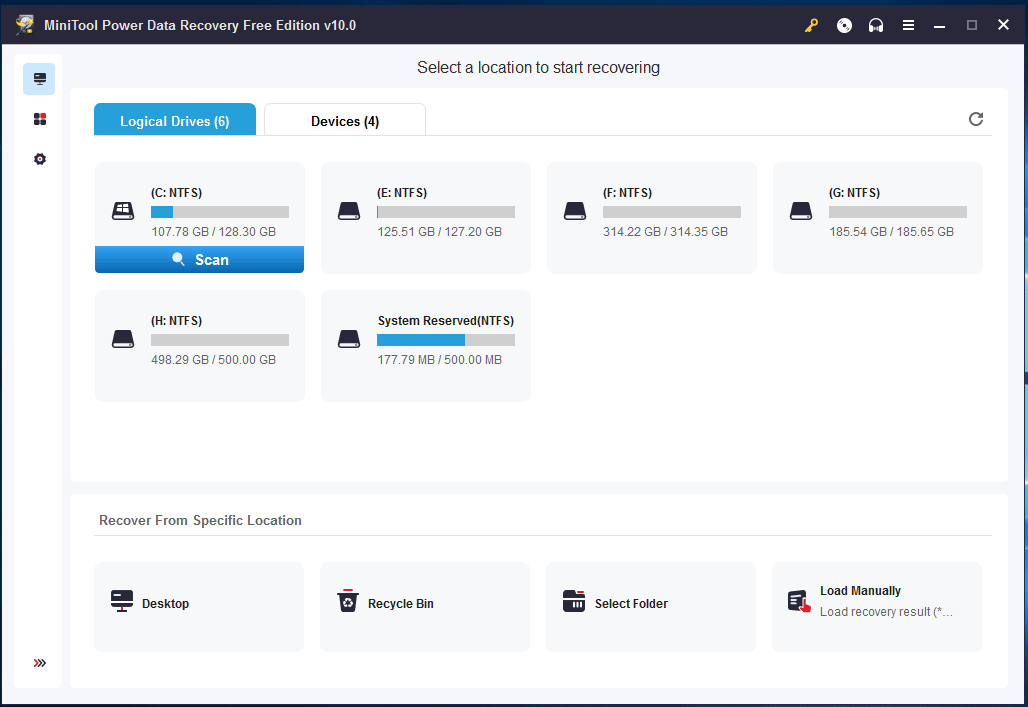 MiniTool Power Data Recovery main interface