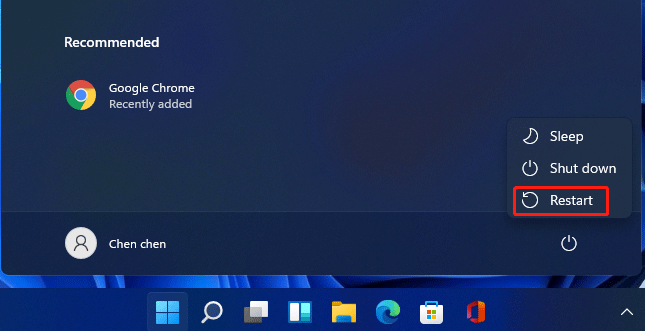 restart PC via the Power button