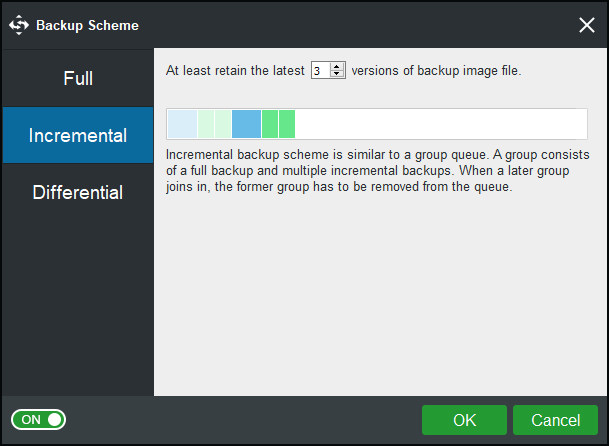 alterar esquema de backup