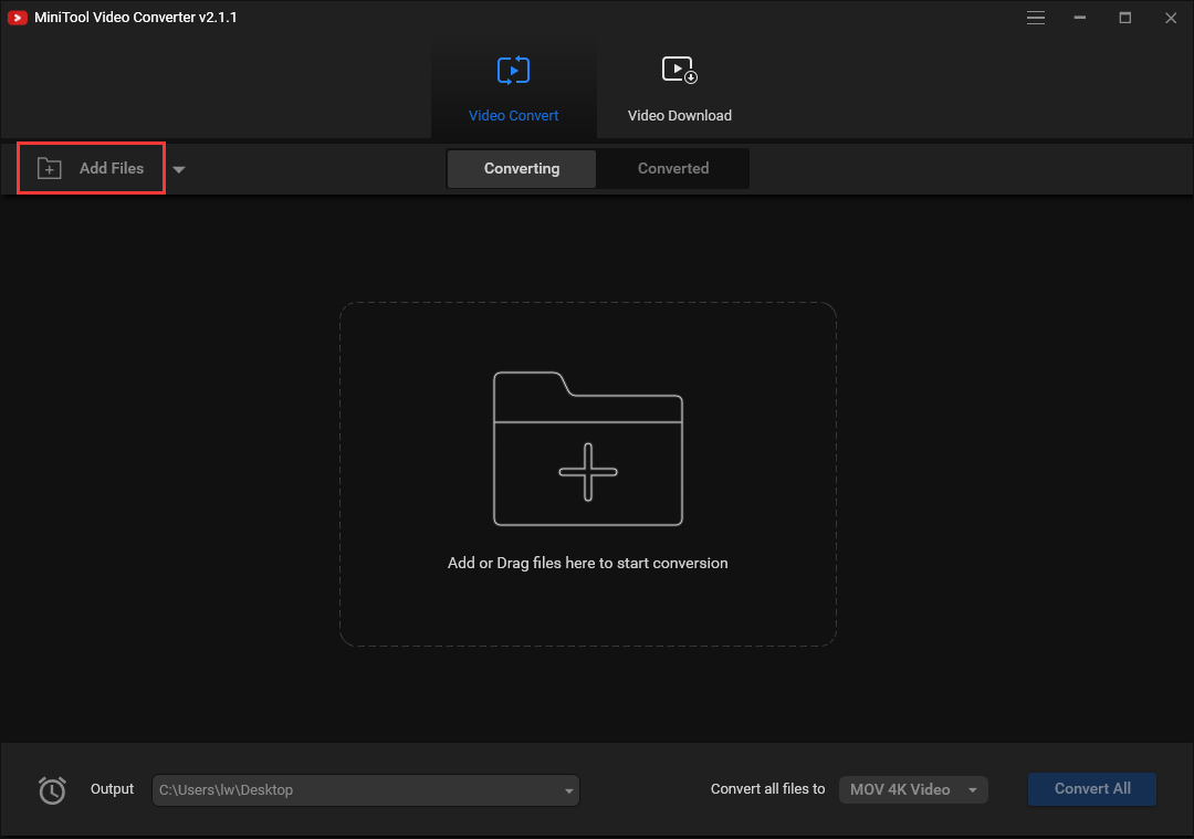 click the Add Files button