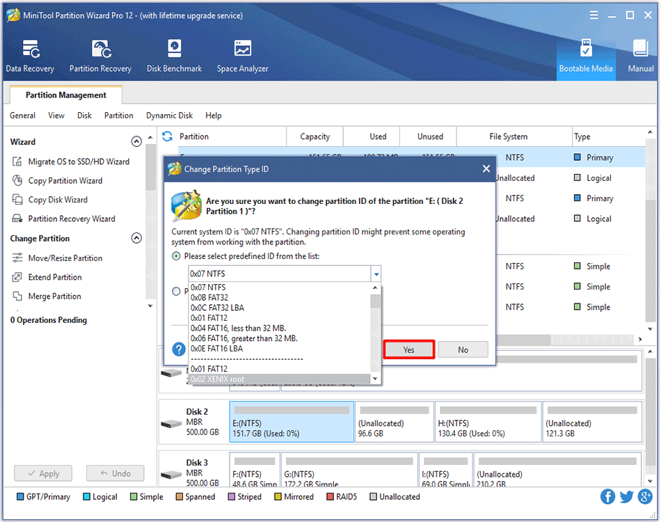 choose appropriate partition type ID