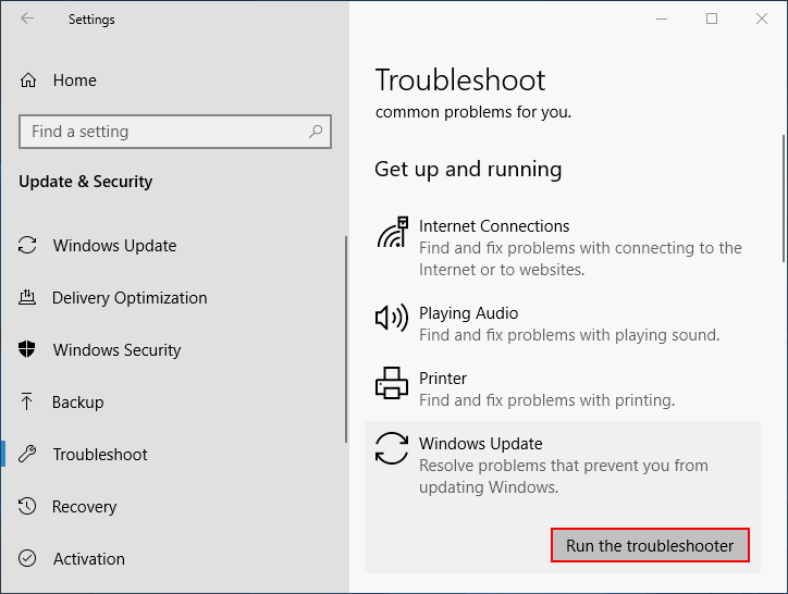 Run the troubleshooter