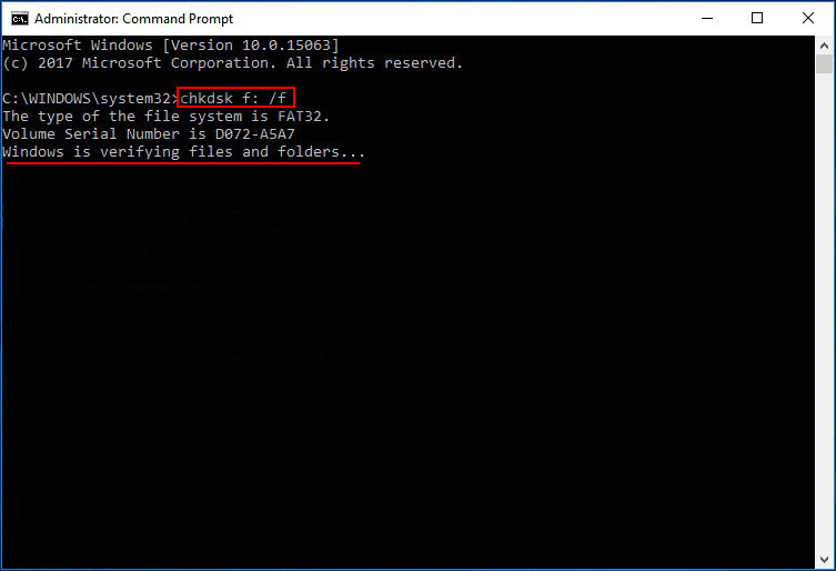 run chkdsk in cmd