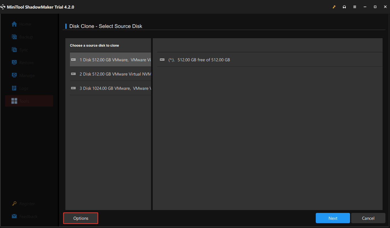 click Options