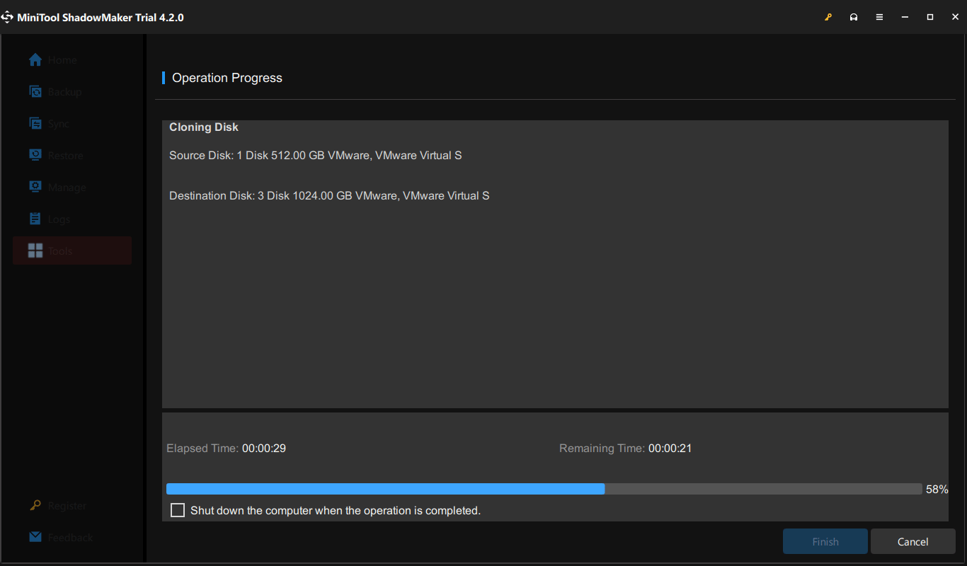 dynamic disk cloning is in process