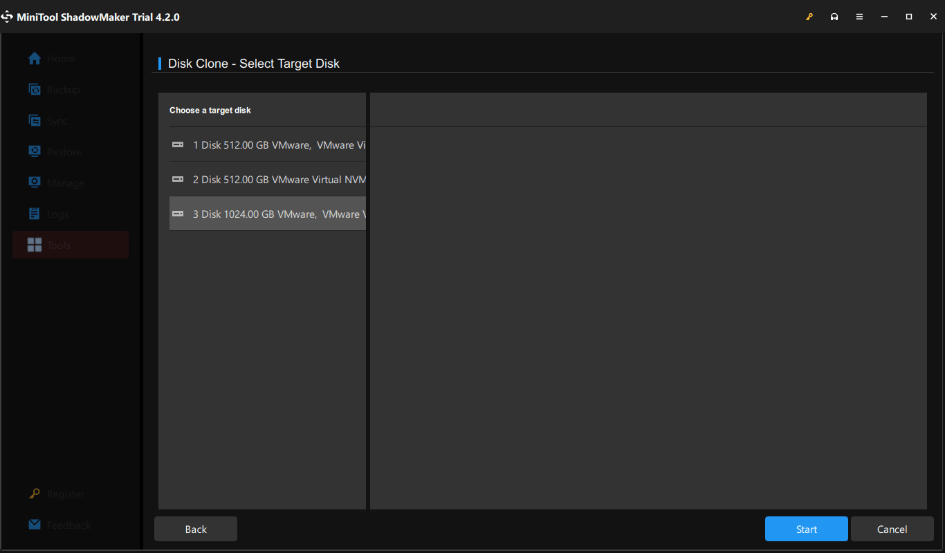 select target disk
