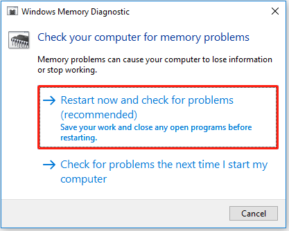 select to check for problems now