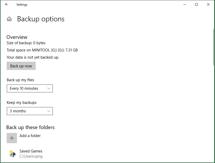 specify backup options