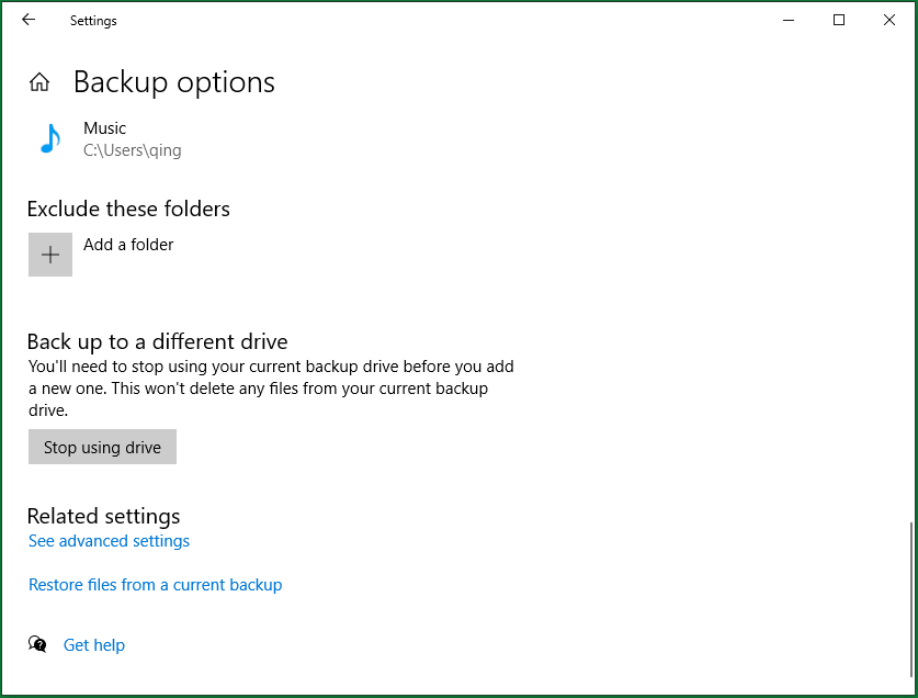 File History exclude folders