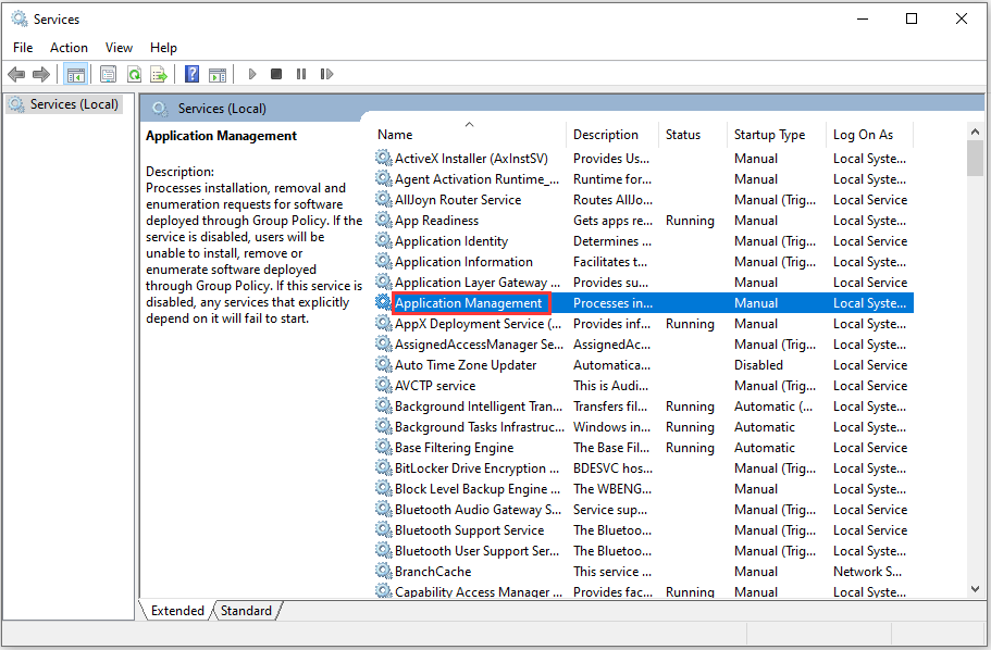 restart the service manually