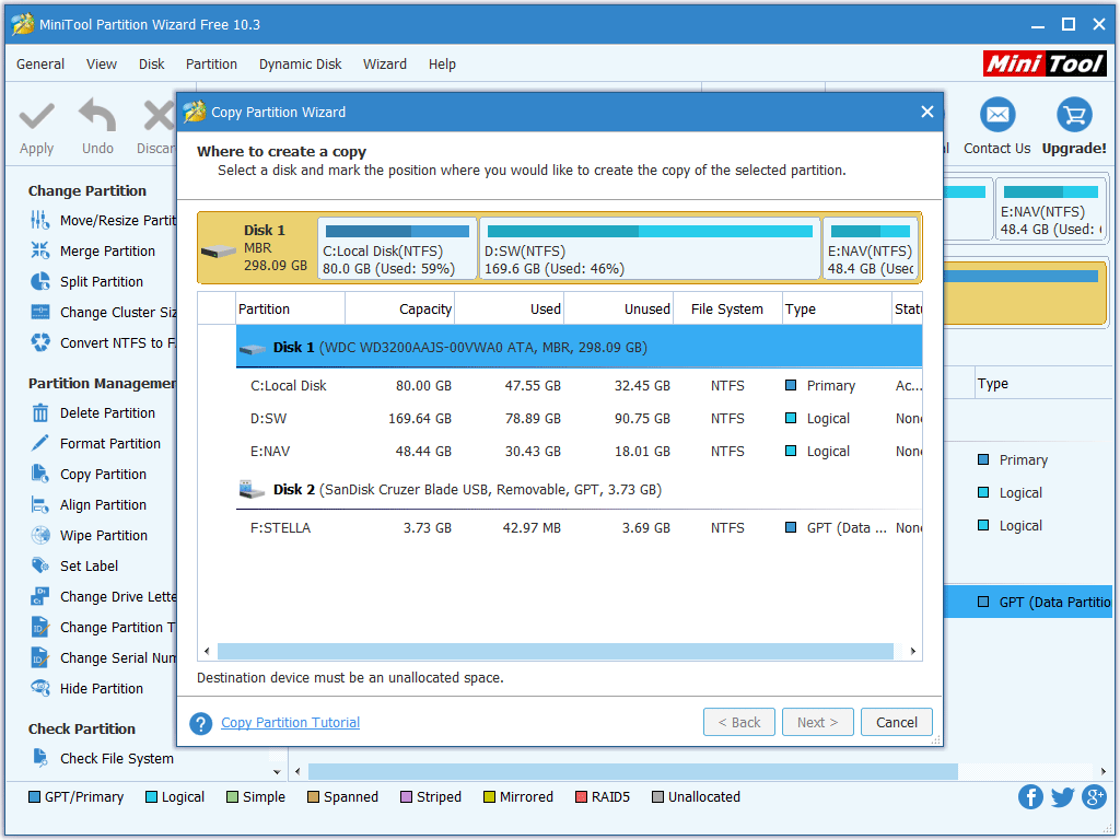 copy partition