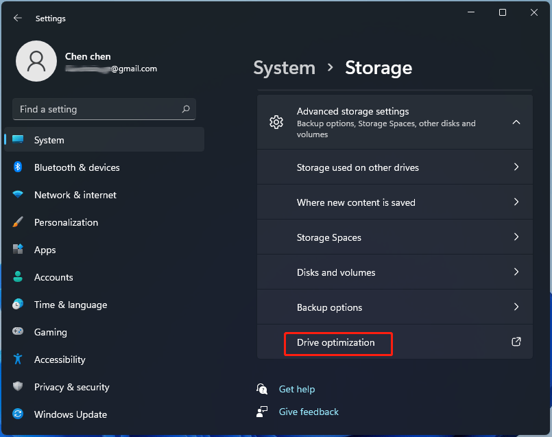 drive optimization Windows 11