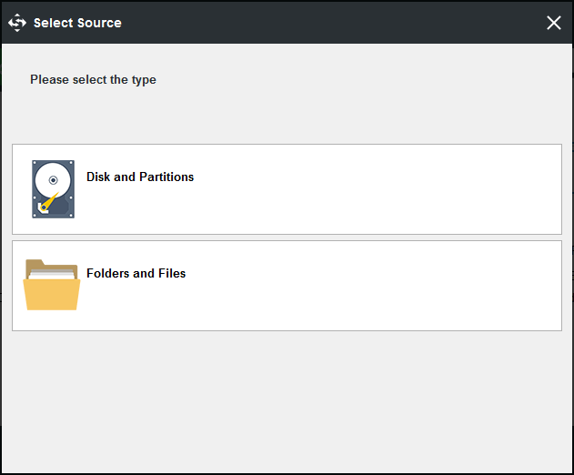 select backup source