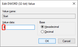 change the Value data