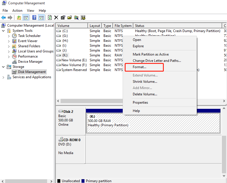  Windows n'a pas été en mesure de compléter le formatage