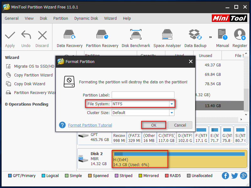 Formater la partition