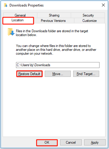 restore default