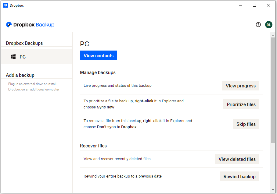 manage your backup