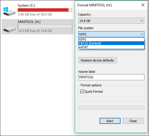 format a USB drive