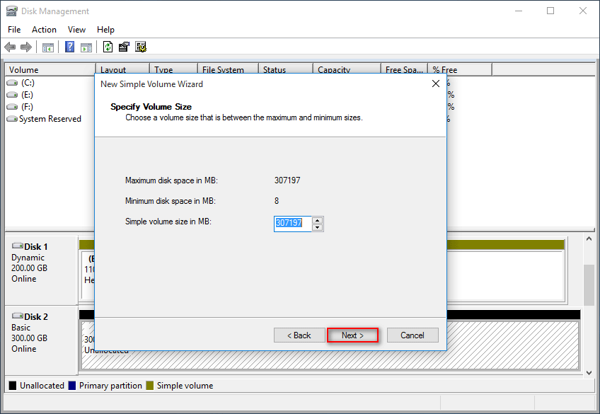 create New Simple Volume