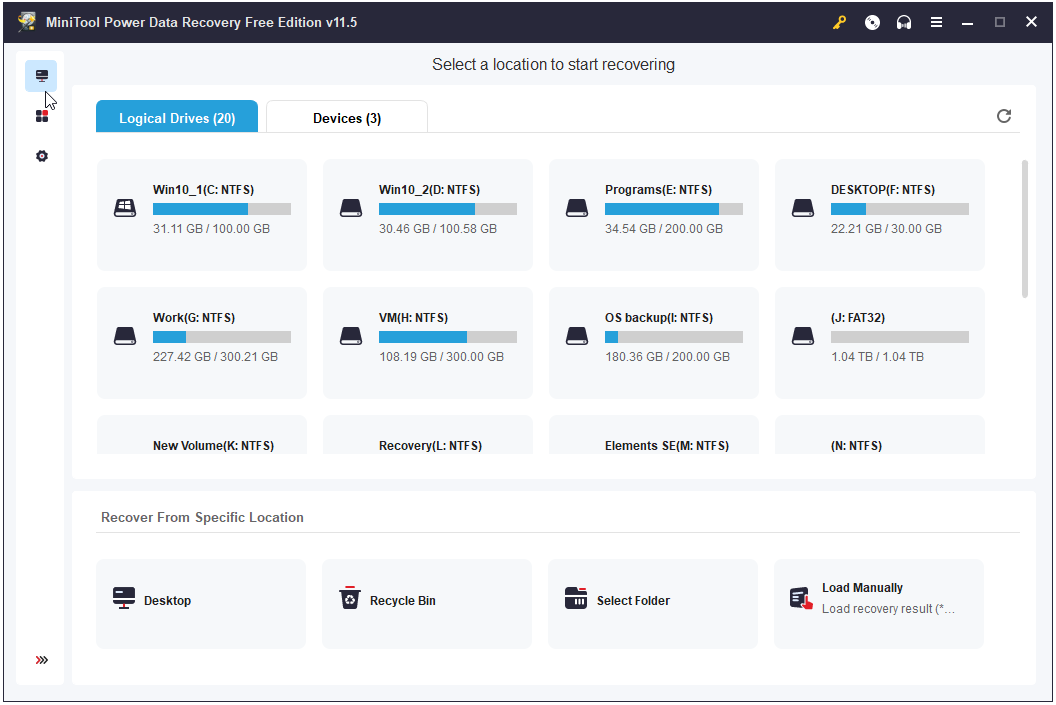 main interface of MiniTool Power Data Recovery