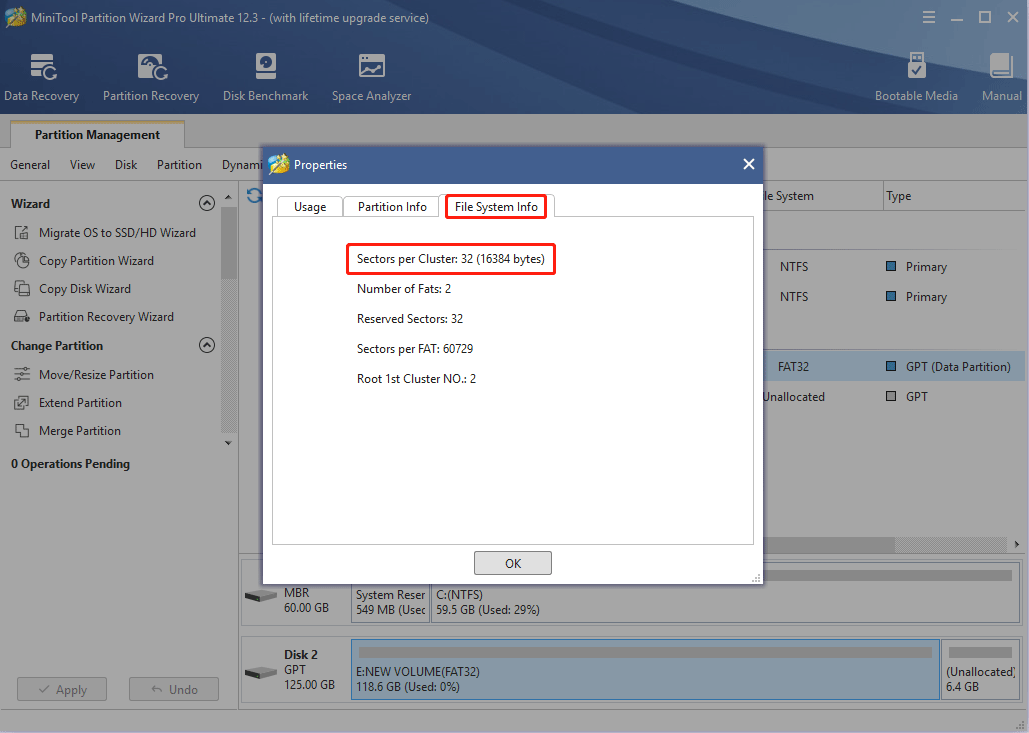 check cluster size