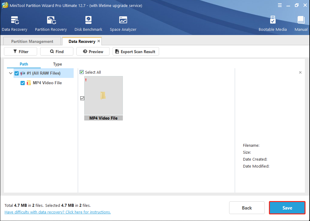 check the files you need and click Save to continue
