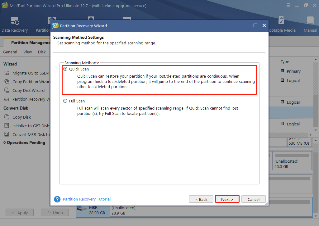 choose scanning methods