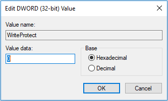 remove disk write protection with regedit