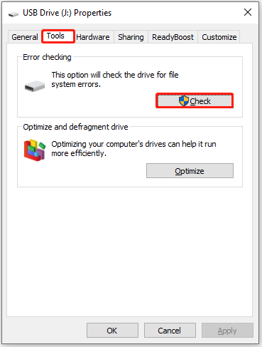 click the Check button