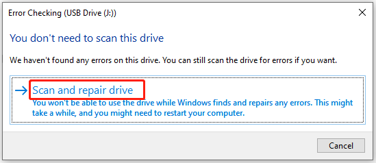 hit Scan and repair drive