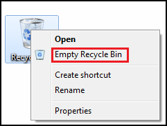 to empty files in the recycle bin