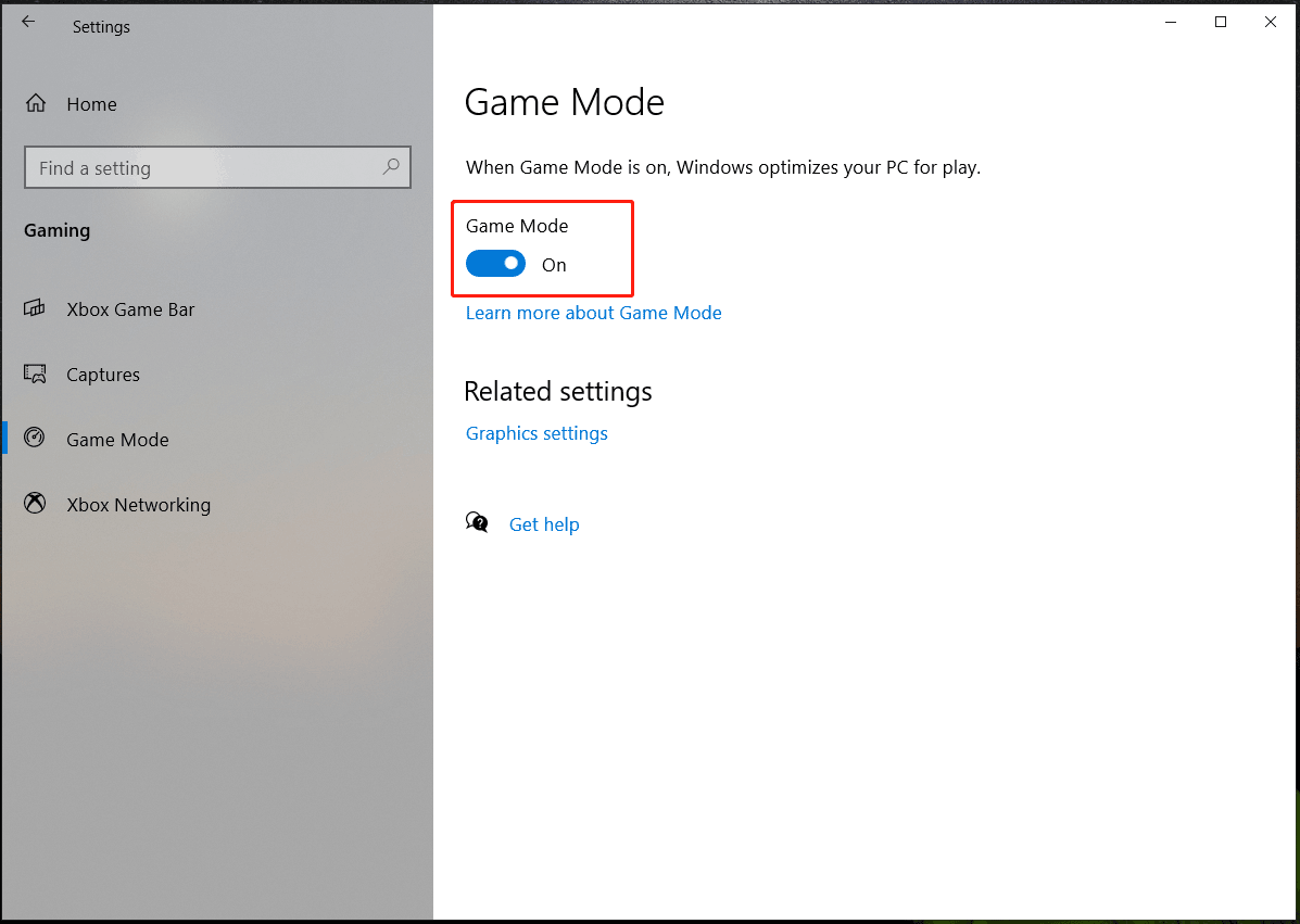 enable Game Mode
