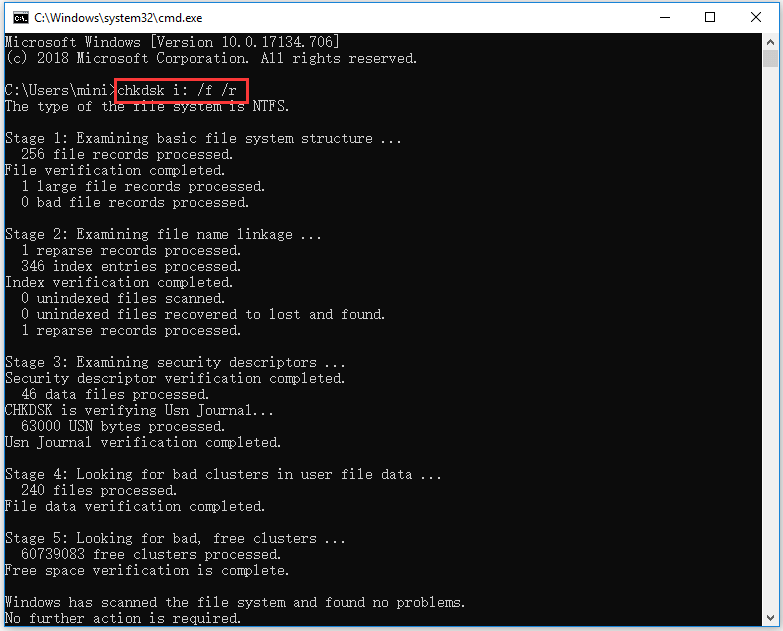 repair disk with chkdsk