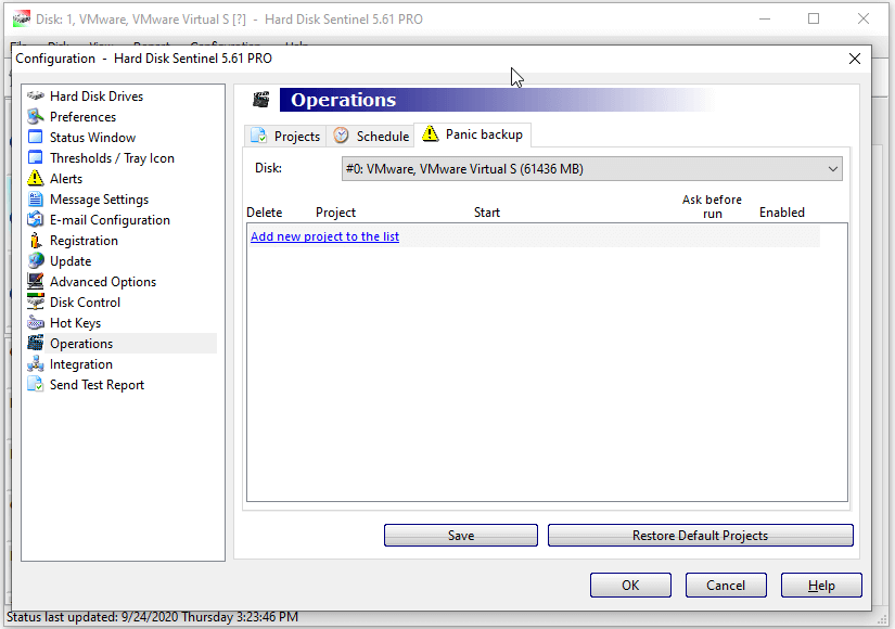 Panic backup
